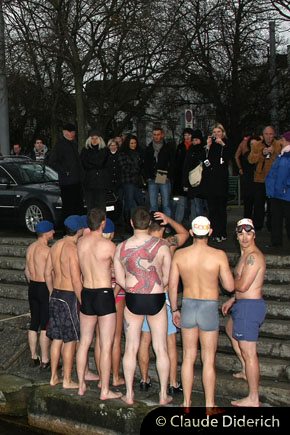 Traditional Santa Claus swimming competition