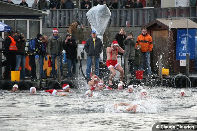 Traditional Santa Claus swimming competition