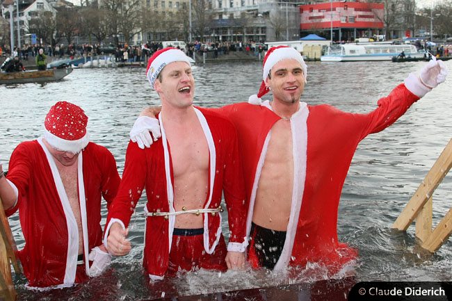 Traditional Santa Claus swimming competition